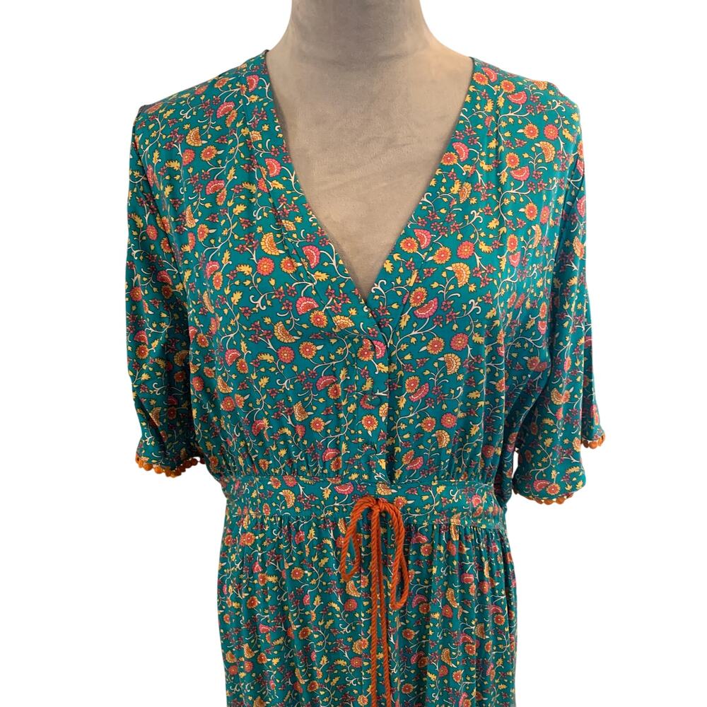 Bohemian Peasant Maxi Dress Romantic Floral Flowy Whimsical Womens SZ XL - Picture 2 of 10